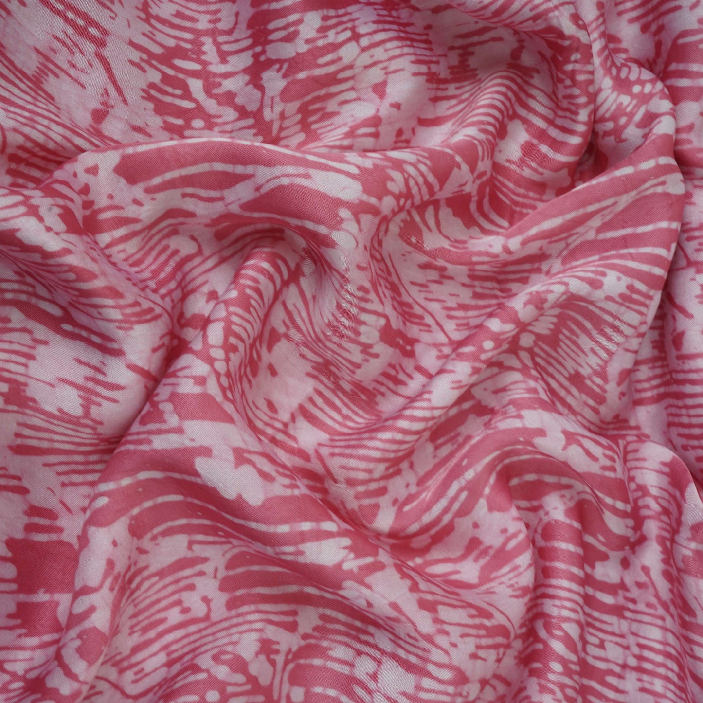 Pink Abstract Batik Print Modal Satin Fabric EEG-32467
