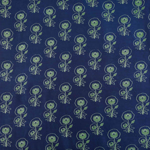 Blue Floral Print Pure 70gm Chanderi Fabric SN-30540 - TradeUNO