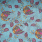 Turquoise Blue Pen Kalamkari With Hand Embroidery Mul Chanderi Fabric VF-30666