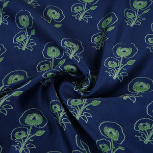 Blue Floral Print Pure 70gm Chanderi Fabric SN-30540 - TradeUNO