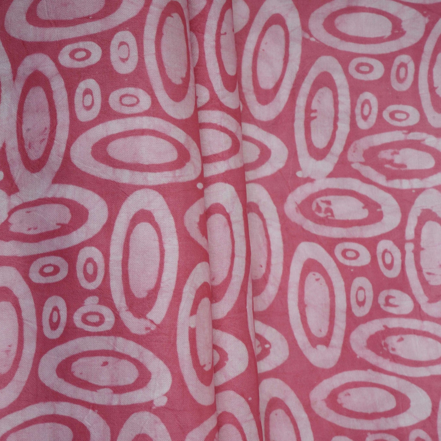 Pink Circle Batik Print Modal Satin Fabric EEG-32468