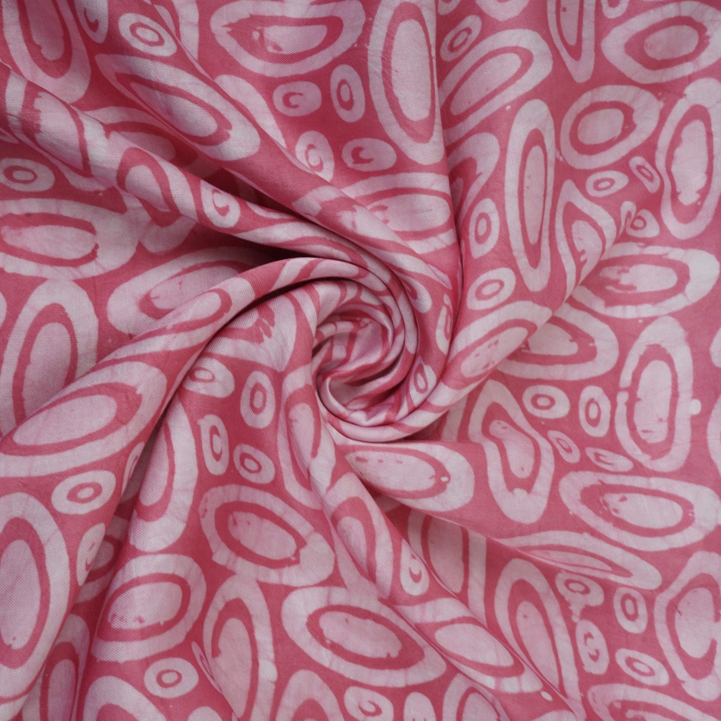 Pink Circle Batik Print Modal Satin Fabric EEG-32468
