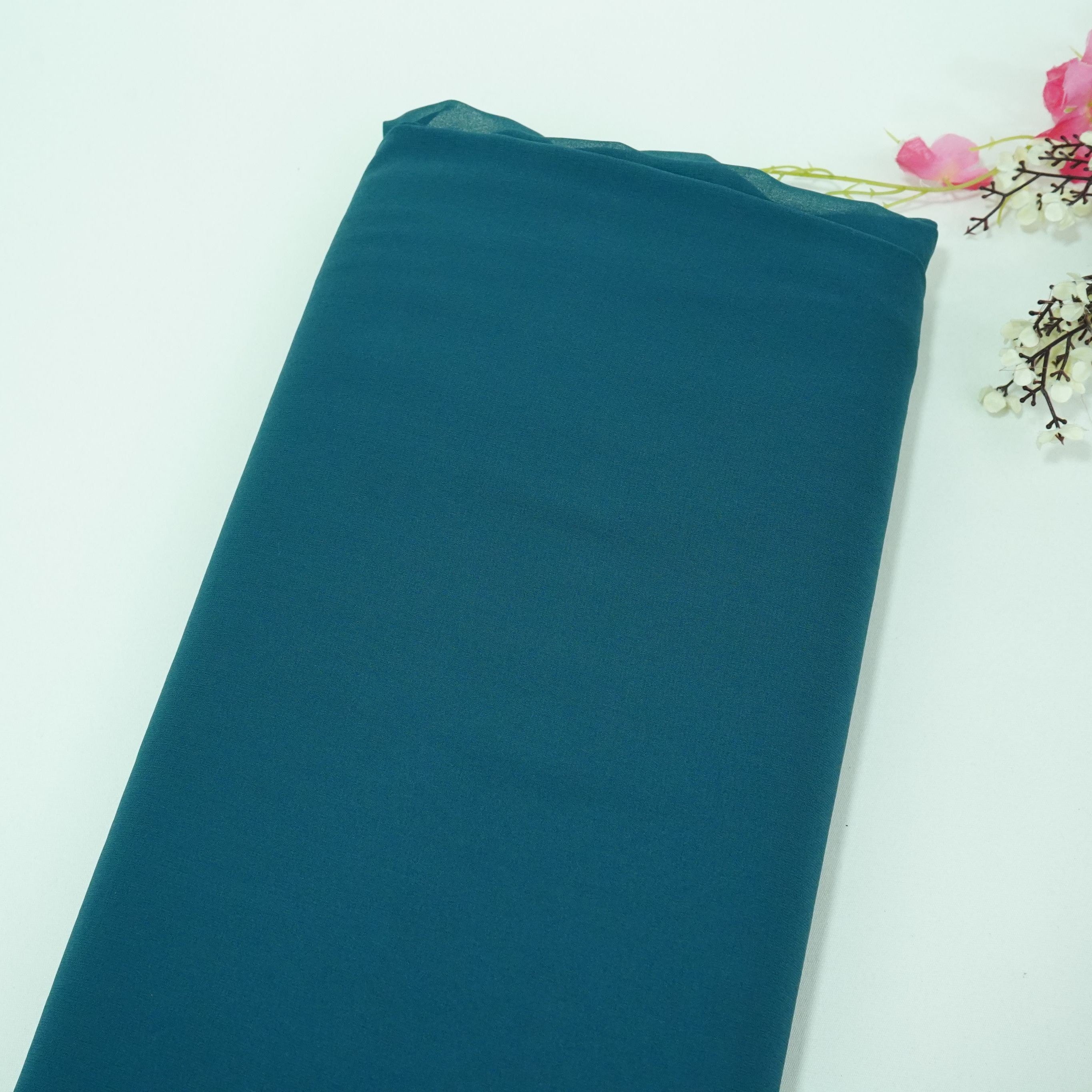 Teal Blue Solid Royal Georgette Fabric MKR-03