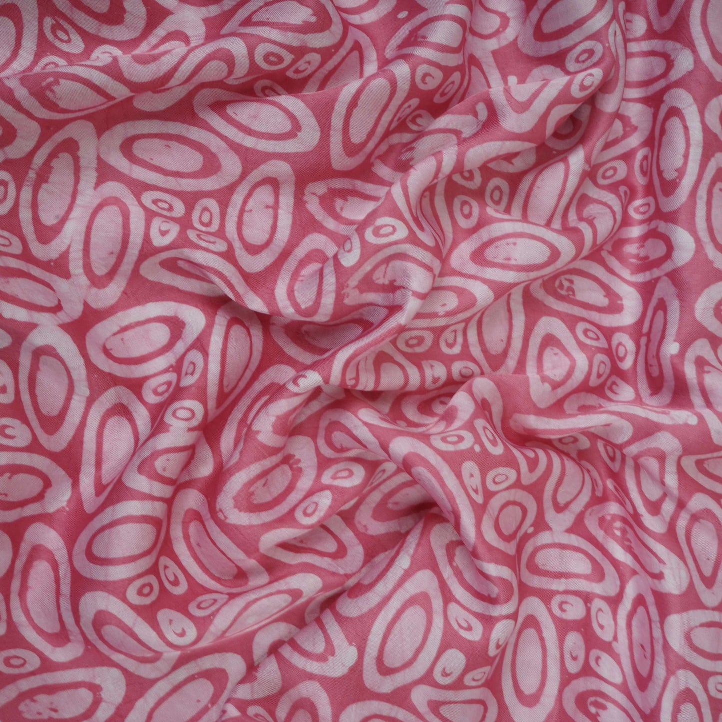 Pink Circle Batik Print Modal Satin Fabric EEG-32468