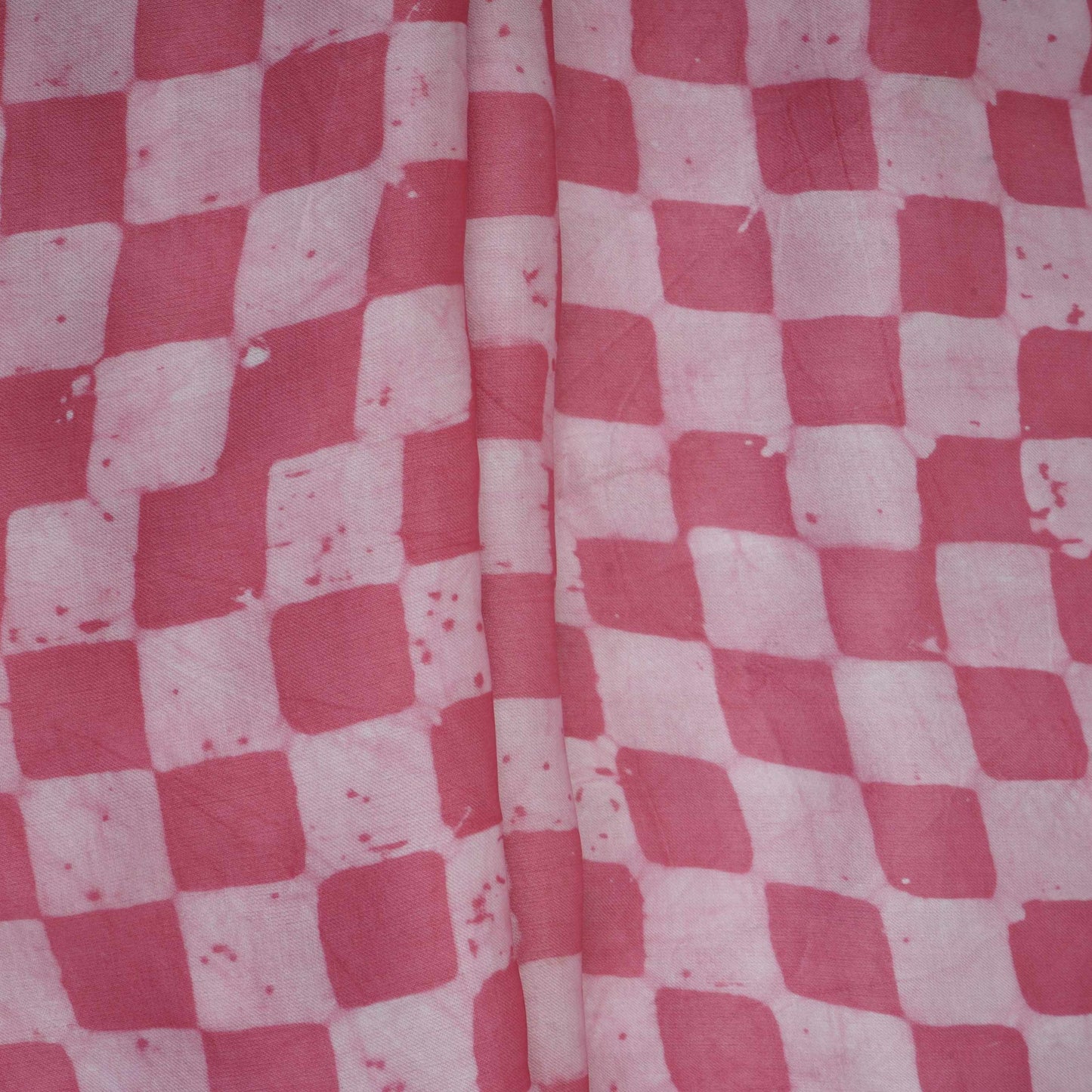 Pink Geometrical Batik Print Modal Satin Fabric EEG-32482