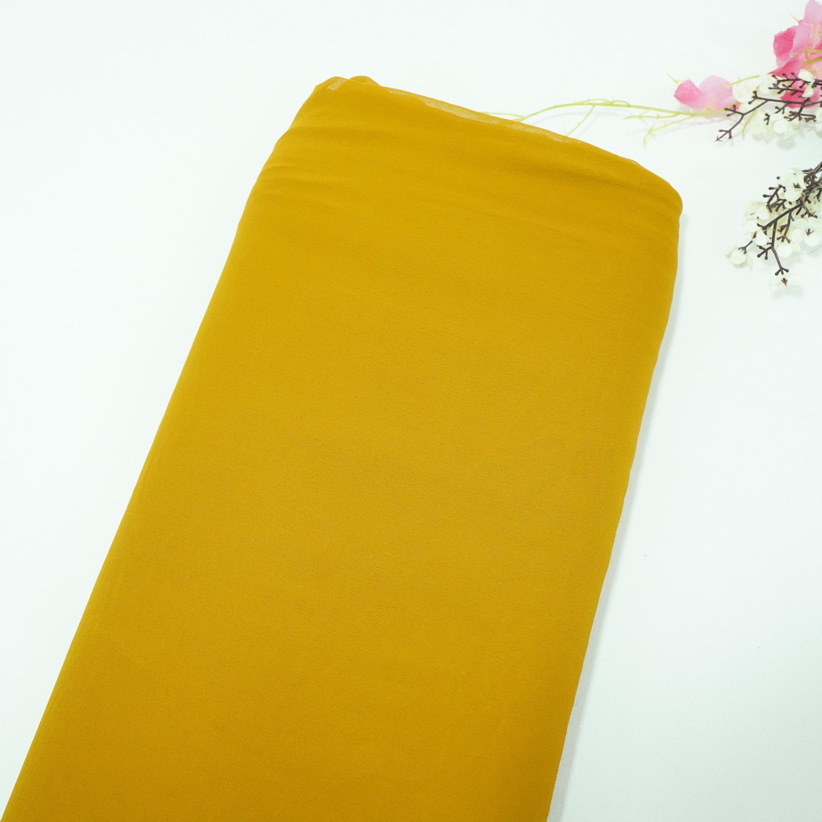 Mustard Yellow Solid Royal Georgette Fabric MKR-12