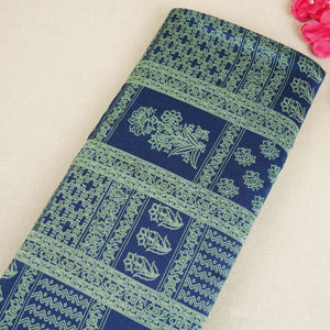 Blue Mughal Print Pure 70gm Chanderi Fabric SN-30530 - TradeUNO