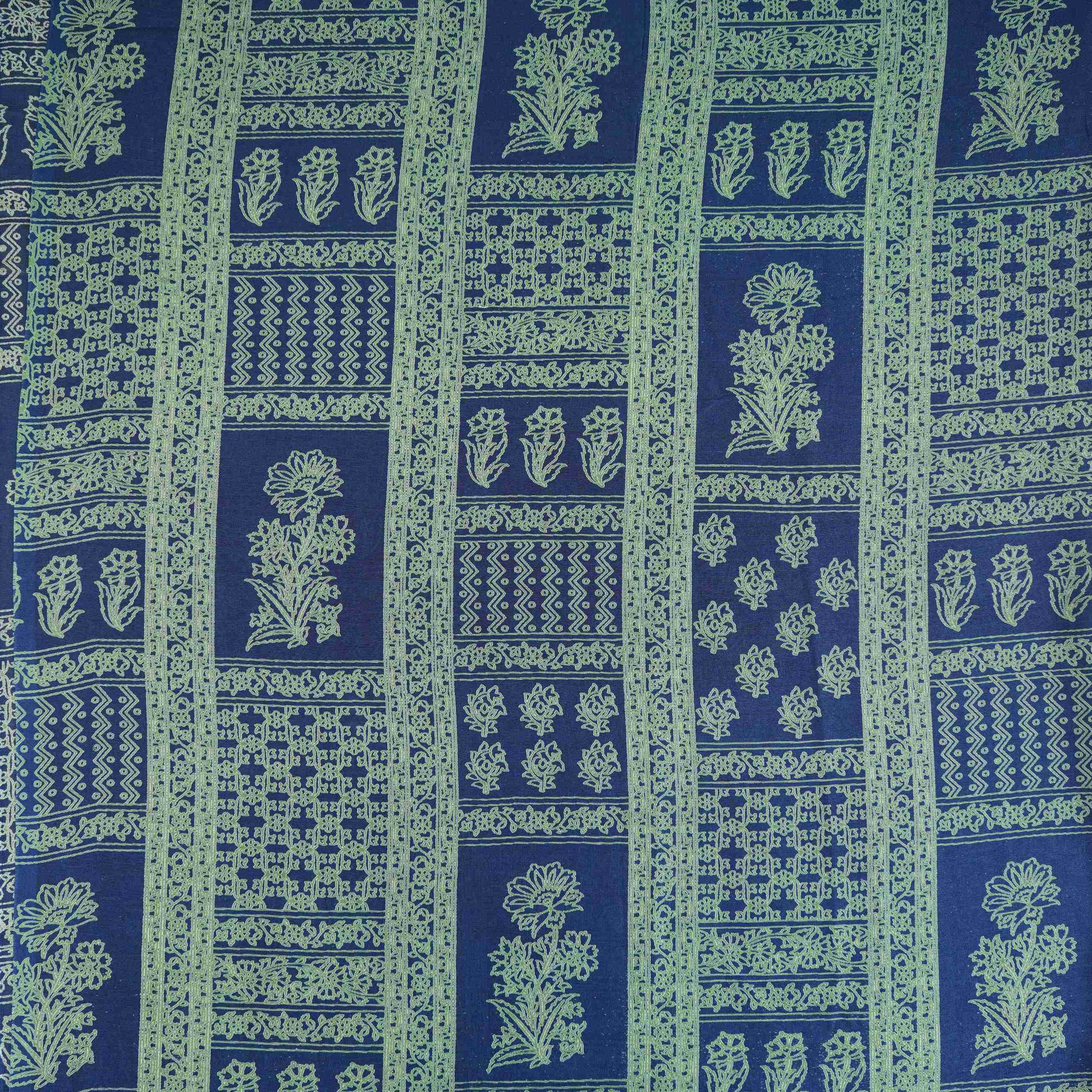 Blue Mughal Print Pure 70gm Chanderi Fabric SN-30530 - TradeUNO