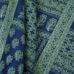 Blue Mughal Print Pure 70gm Chanderi Fabric SN-30530 - TradeUNO