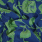 Blue Floral Print Pure 70gm Chanderi Fabric SN-30529