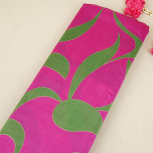 Magenta Pink Abstract Print Pure 70gm Chanderi Fabric SN-30544 - TradeUNO
