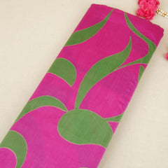 Magenta Pink Abstract Print Pure 70gm Chanderi Fabric SN-30544