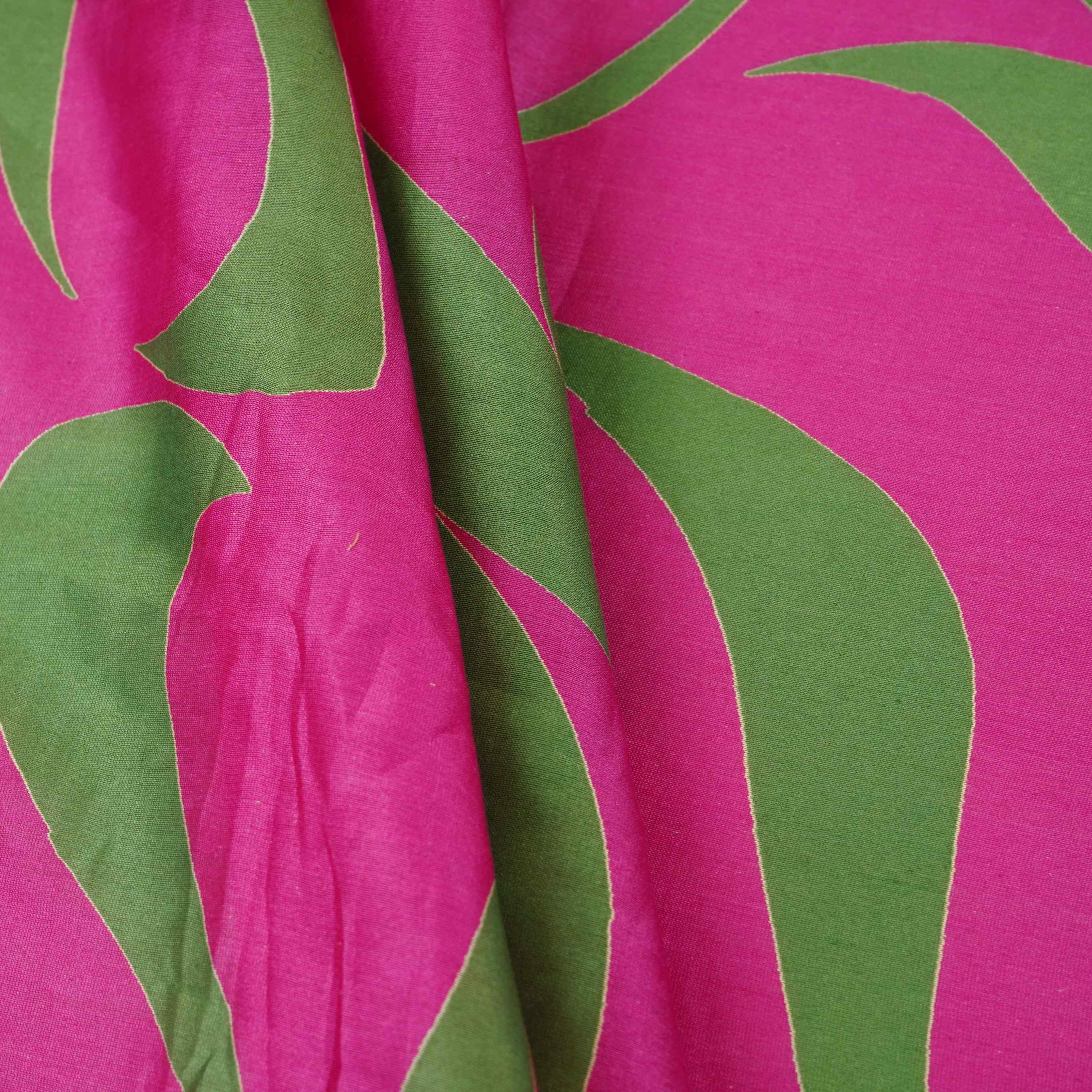 Magenta Pink Abstract Print Pure 70gm Chanderi Fabric SN-30544 - TradeUNO