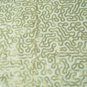 White Heavy Work Gold Sequence Dyeable Georgette Fabric