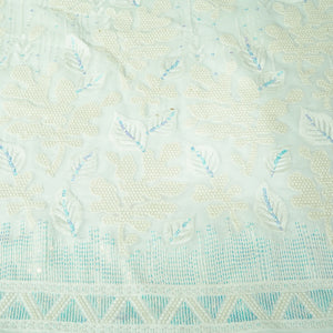 White Floral Embroidery Dyeable Georgette Fabric