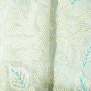 White Floral Embroidery Dyeable Georgette Fabric