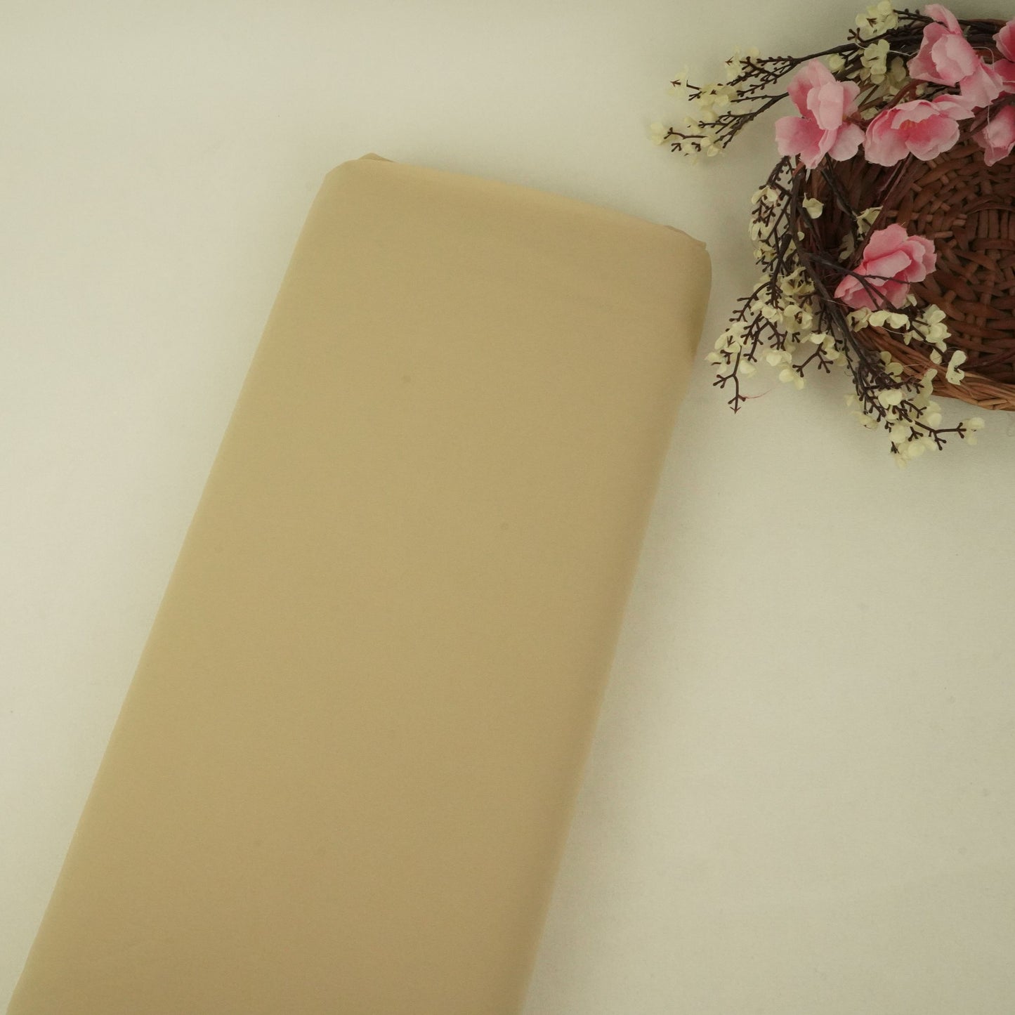 Cream Solid 60Gm Georgette Fabric SSMG-38