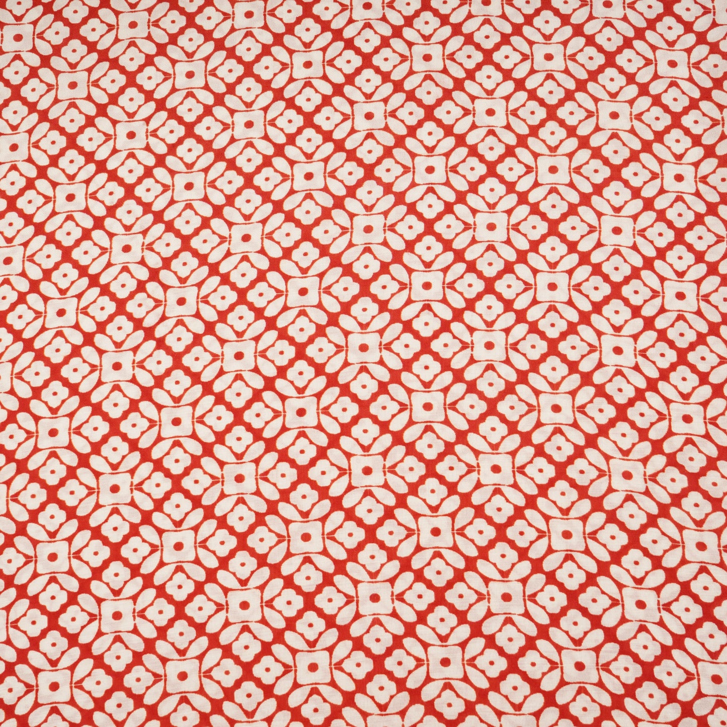 Red with Cream Floral Print Muslin Fabric MT-29389