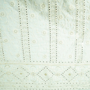 White Dyeable Chikankari Mirror Embroidery Georgette Fabric