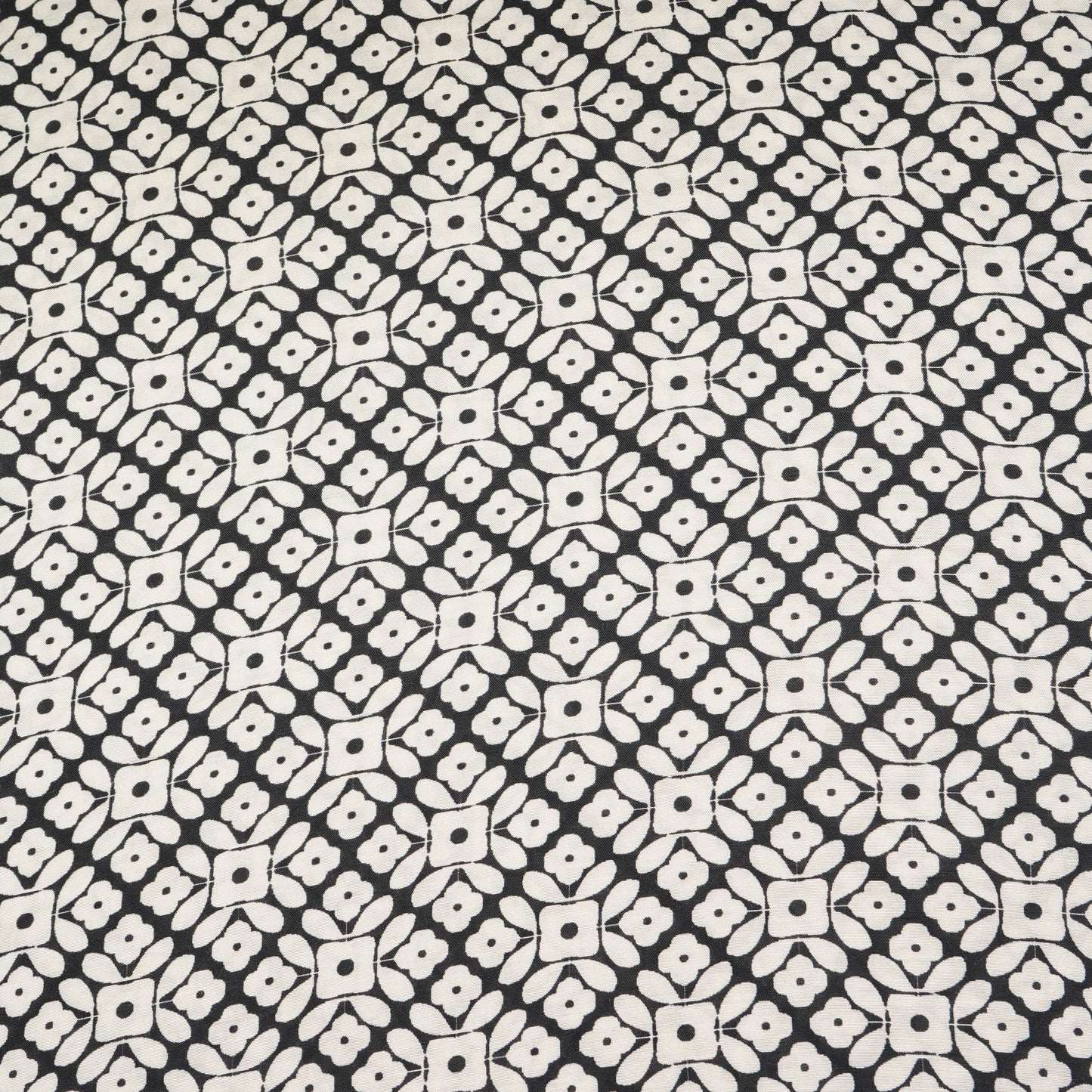 Black with Off White Floral Print Muslin Fabric MT-29391