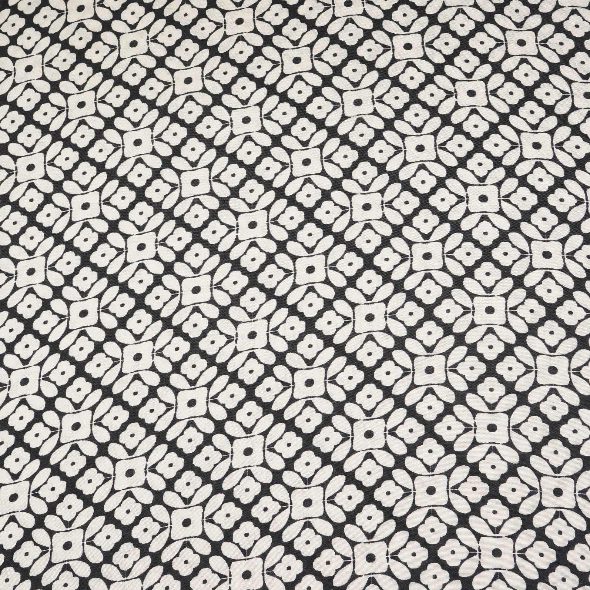 Black with Off White Floral Print Muslin Fabric MT-29391