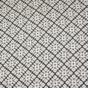 Black with Off White Floral Print Muslin Fabric MT-29391