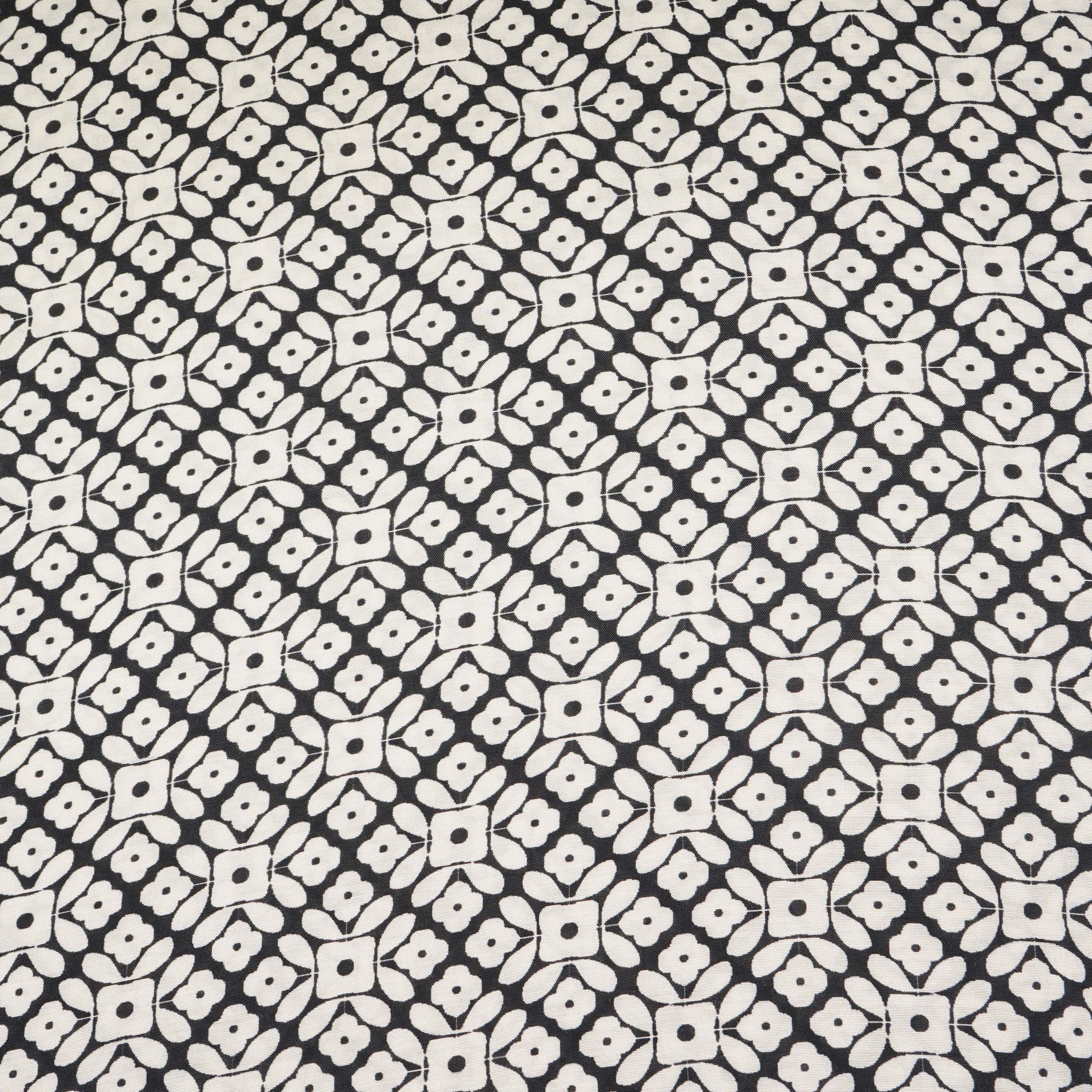 Black with Off White Floral Print Muslin Fabric MT-29391