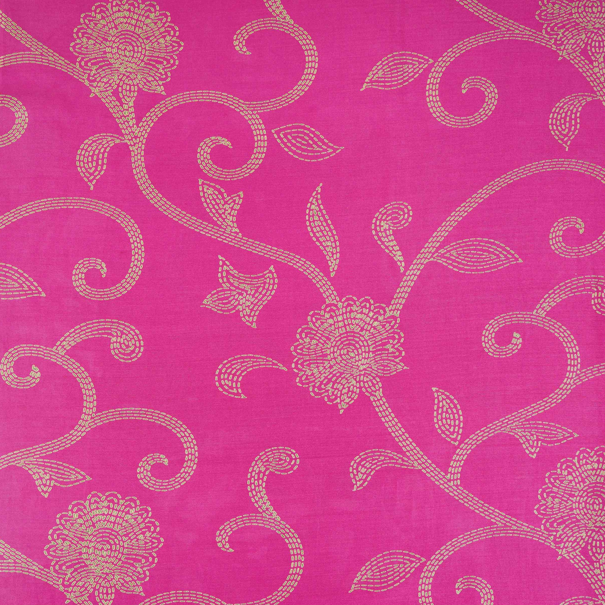 Magenta Pink Floral Print Pure 70gm Chanderi Fabric SN-30525 - TradeUNO