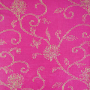 Magenta Pink Floral Print Pure 70gm Chanderi Fabric SN-30525 - TradeUNO