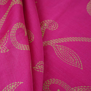 Magenta Pink Floral Print Pure 70gm Chanderi Fabric SN-30525 - TradeUNO
