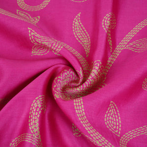 Magenta Pink Floral Print Pure 70gm Chanderi Fabric SN-30525 - TradeUNO