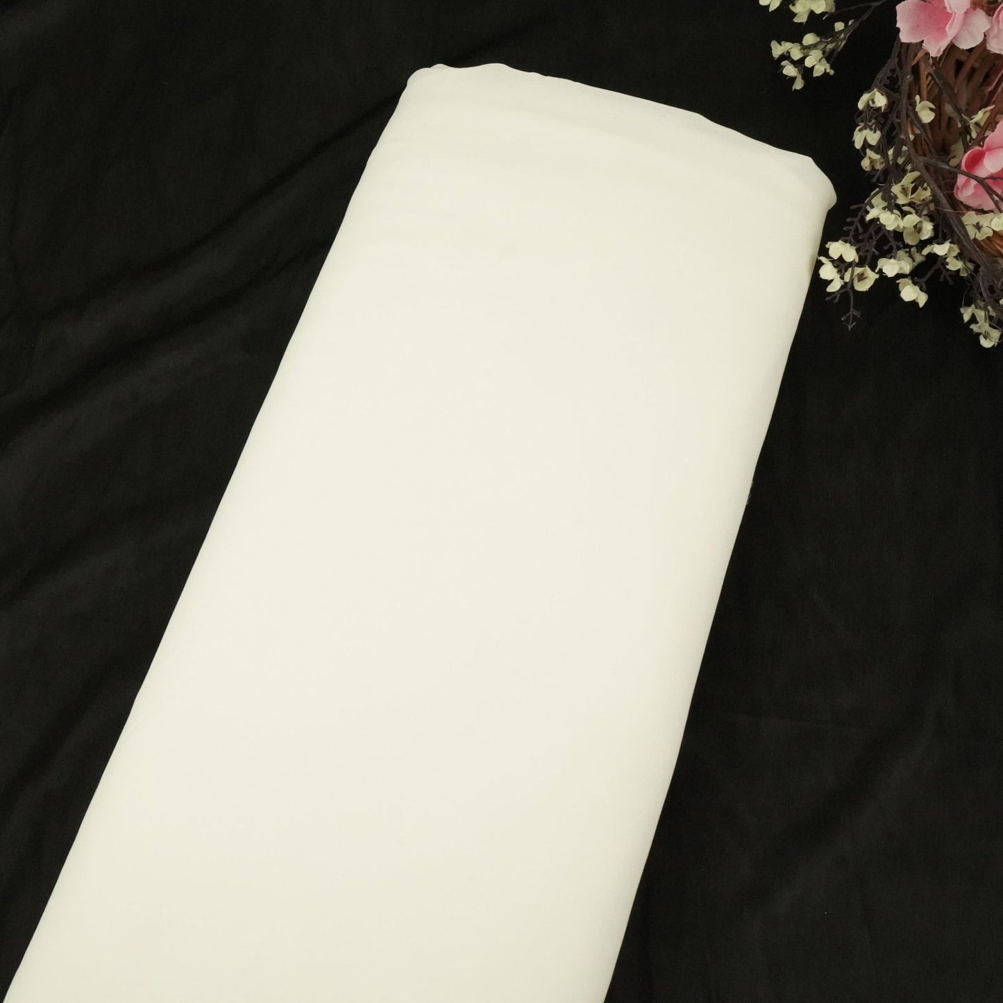 White Solid 60Gm Georgette Fabric SSMG-42