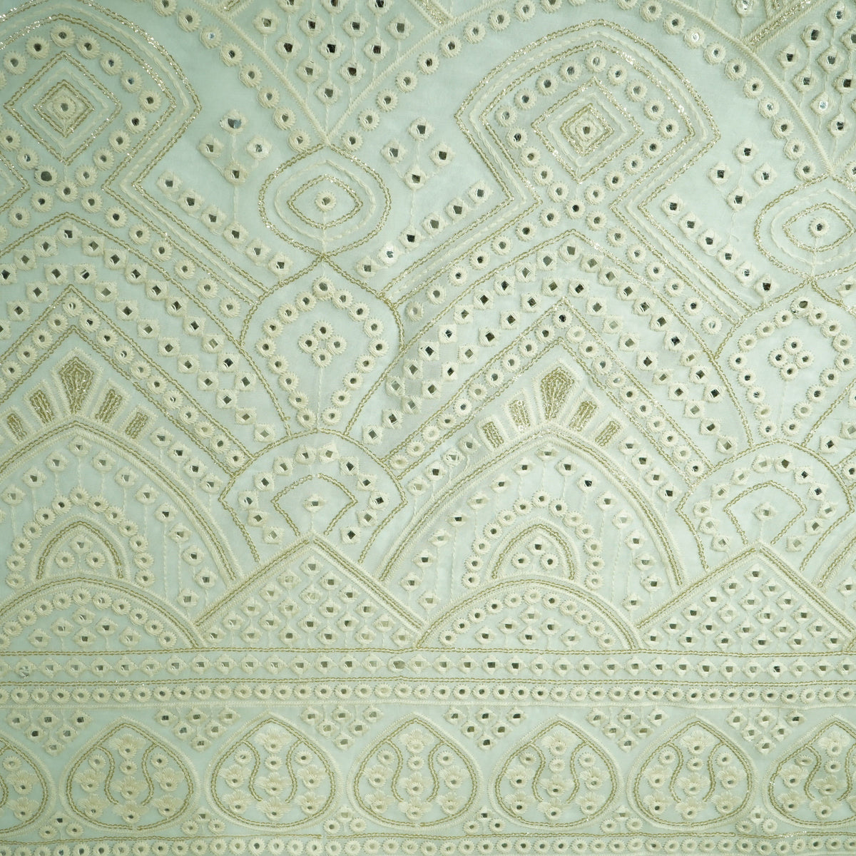 White Dyeable Mirror Embroidery Georgette Fabric