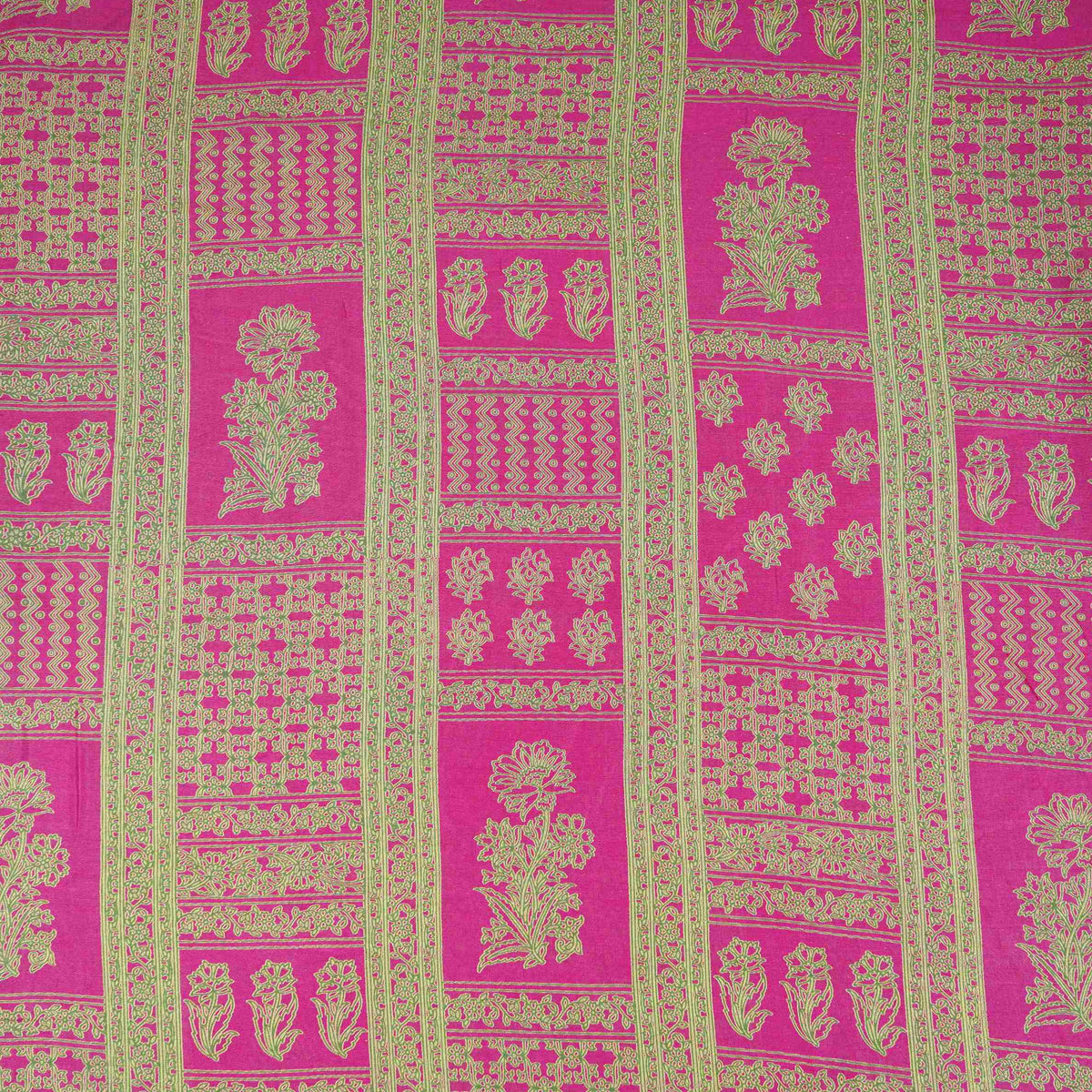 Magenta Pink Mughal Print Pure 70gm Chanderi Fabric SN-30524 - TradeUNO