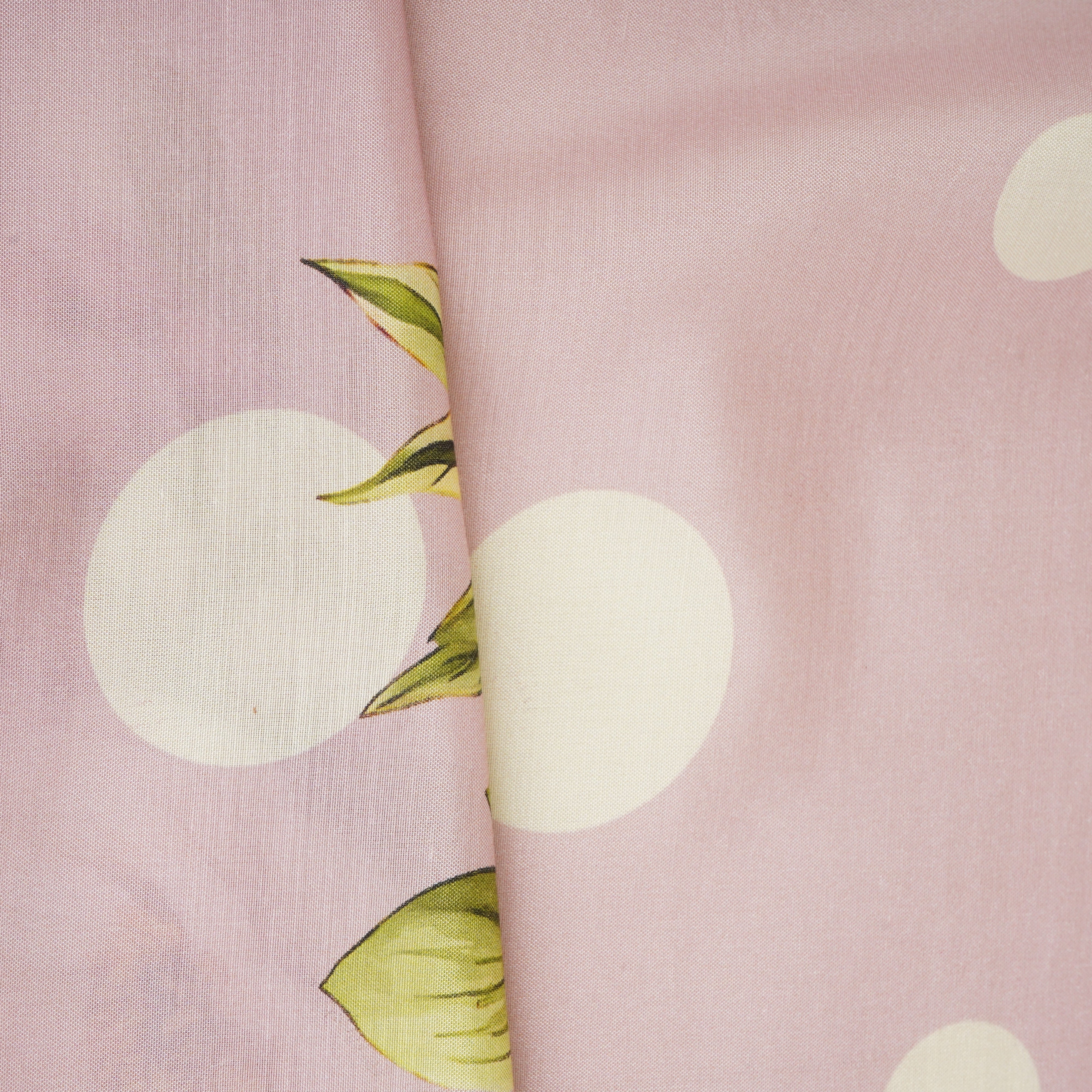 Baby Pink Floral Polka Dot Print Muslin Fabric MT-29403