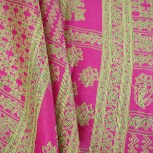 Magenta Pink Mughal Print Pure 70gm Chanderi Fabric SN-30524 - TradeUNO
