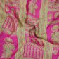 Magenta Pink Mughal Print Pure 70gm Chanderi Fabric SN-30524