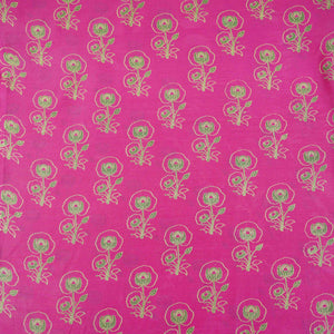 Magenta Pink Floral Print Pure 70gm Chanderi Fabric SN-30535 - TradeUNO
