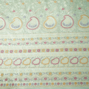 Classic White Floral Chikankari Work Dyeable Georgette Fabric