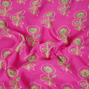 Magenta Pink Floral Print Pure 70gm Chanderi Fabric SN-30535 - TradeUNO