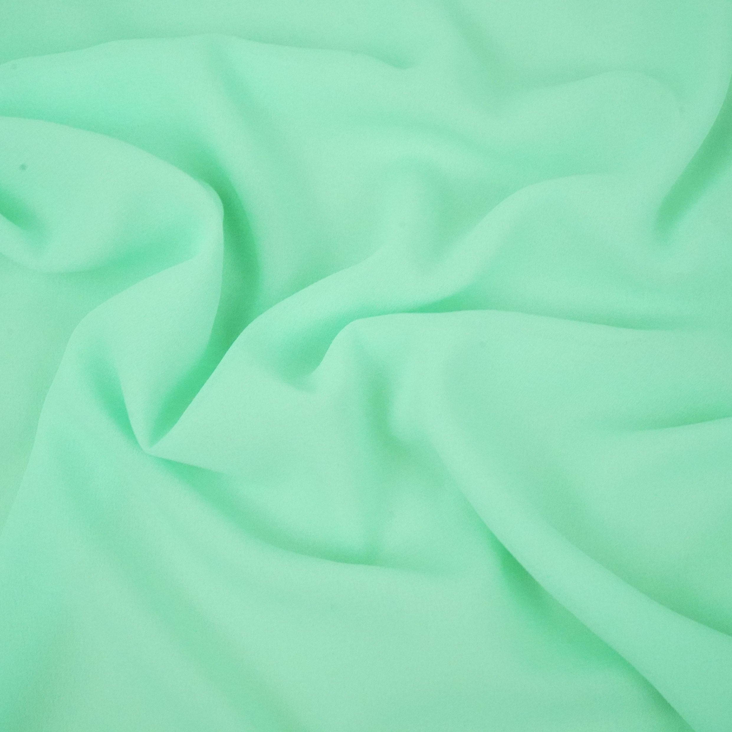 Mint Green Solid 60Gm Georgette Fabric SSMG-34 - TradeUNO