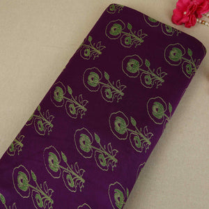 Purple Floral Print Pure 70gm Chanderi Fabric SN-30536 - TradeUNO