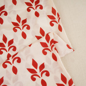 Red with Cream Floral Print Muslin Fabric MT-29393