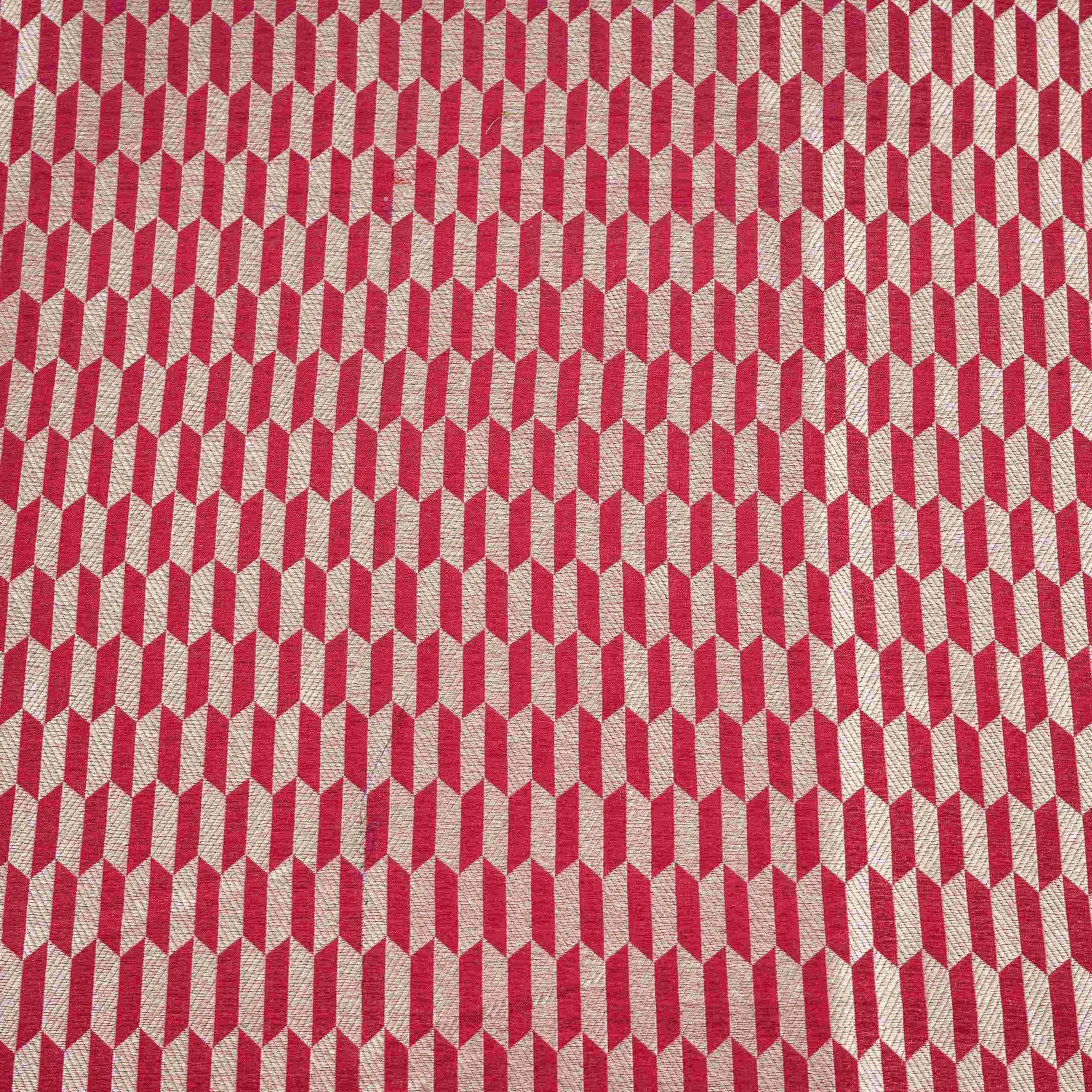 Magenta Pink Geometrical Print Katan Brocade Fabric CW-32554
