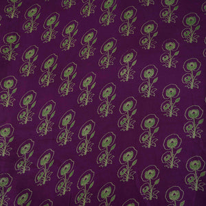 Purple Floral Print Pure 70gm Chanderi Fabric SN-30536 - TradeUNO