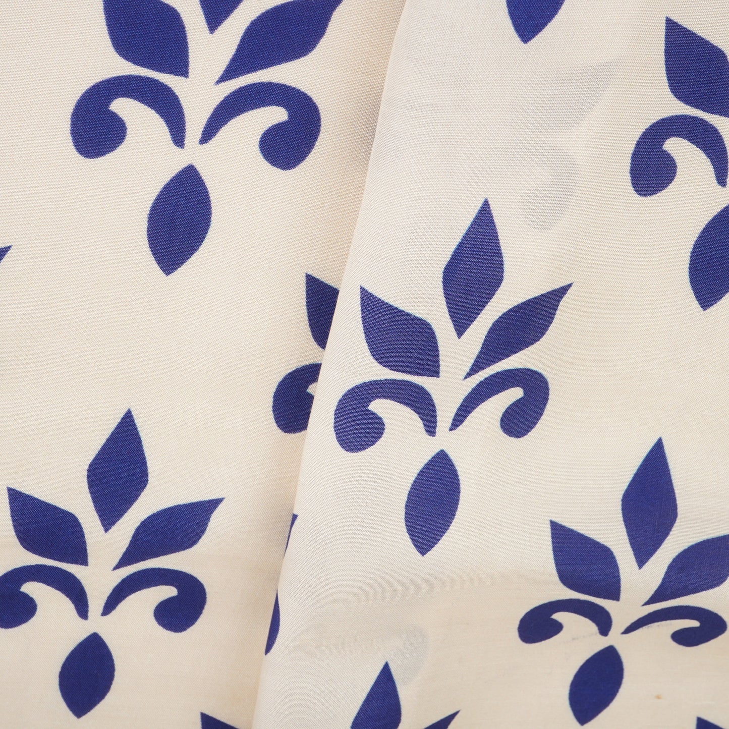 Royal Blue with Off White Floral Print Muslin Fabric MT-29392