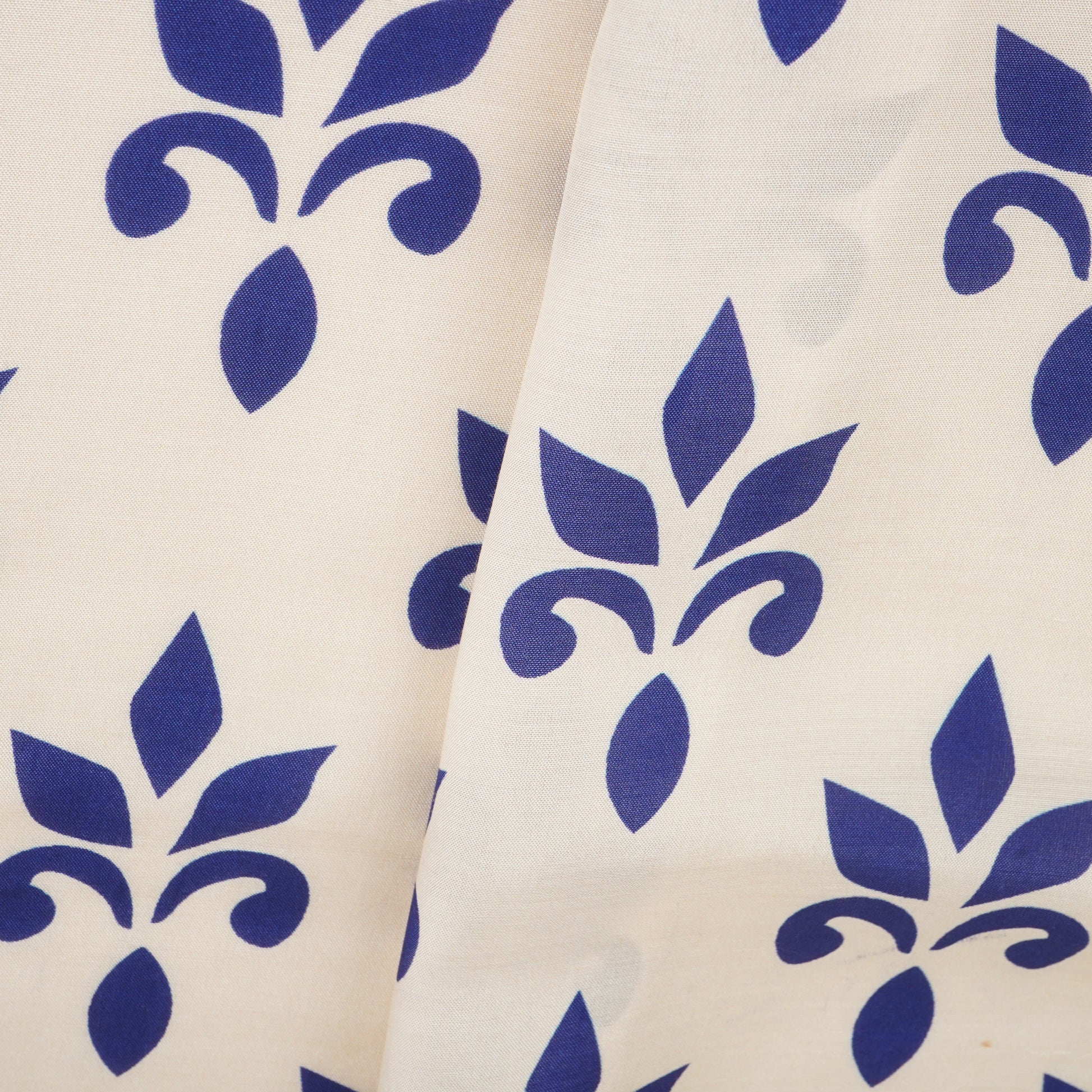 Royal Blue with Off White Floral Print Muslin Fabric MT-29392