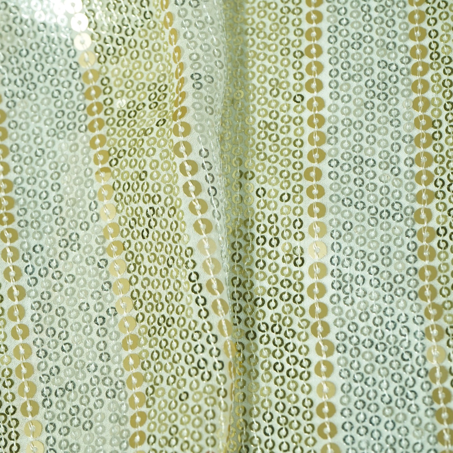 Silver & Gold Dyeable Sequins Embroidery Georgette Fabric