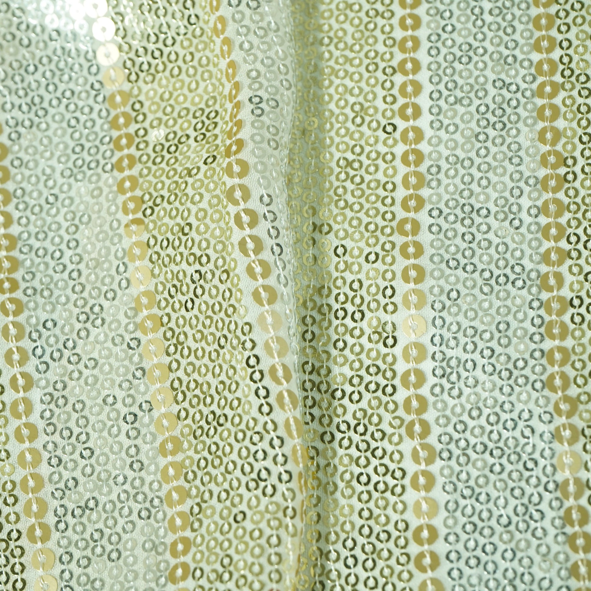Silver & Gold Dyeable Sequins Embroidery Georgette Fabric