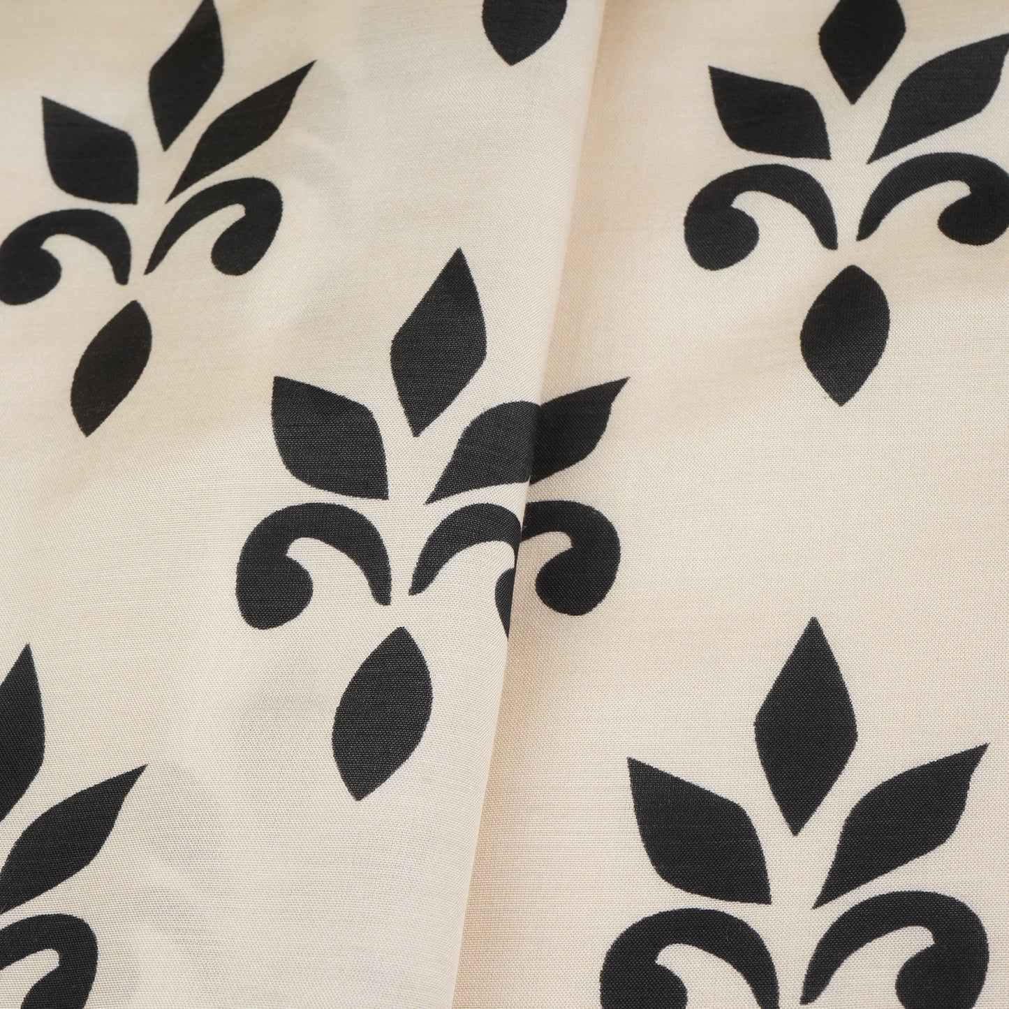 Black with Off White Floral Print Muslin Fabric MT-29394